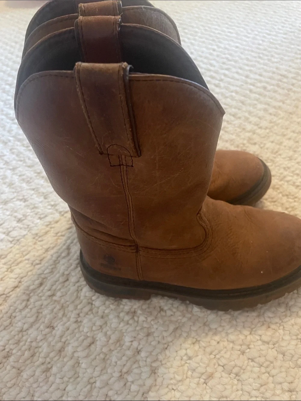 Boys Rocky Brown Leather Work Boots size 13.5